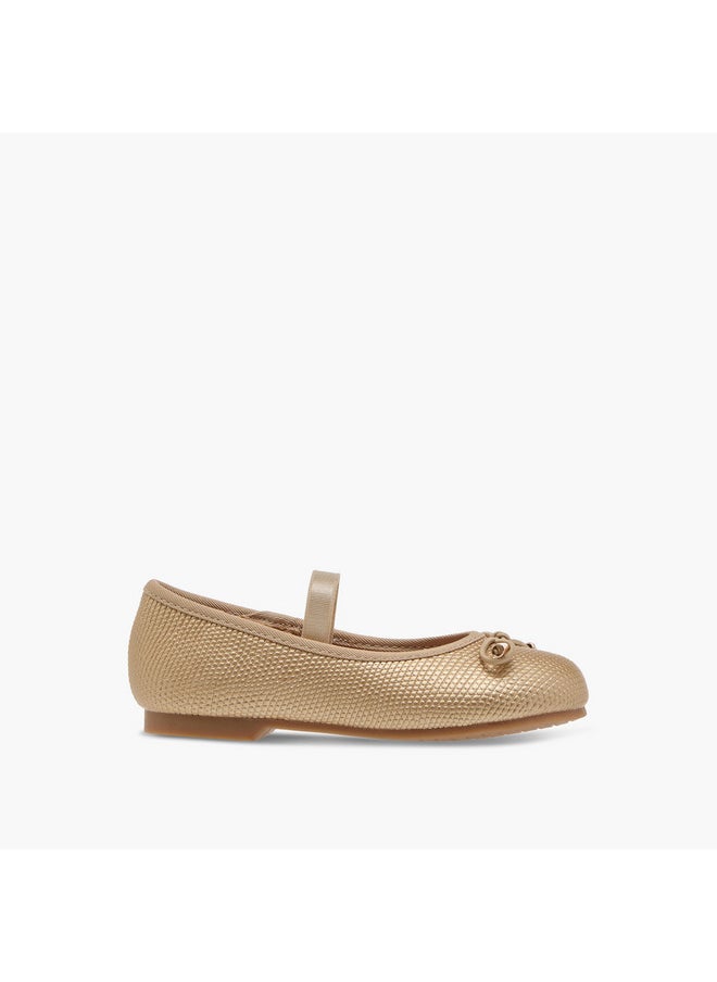 JUNIORS Girls Bow Accent Ballerina Shoes with Elasticated Strap  - Image 3