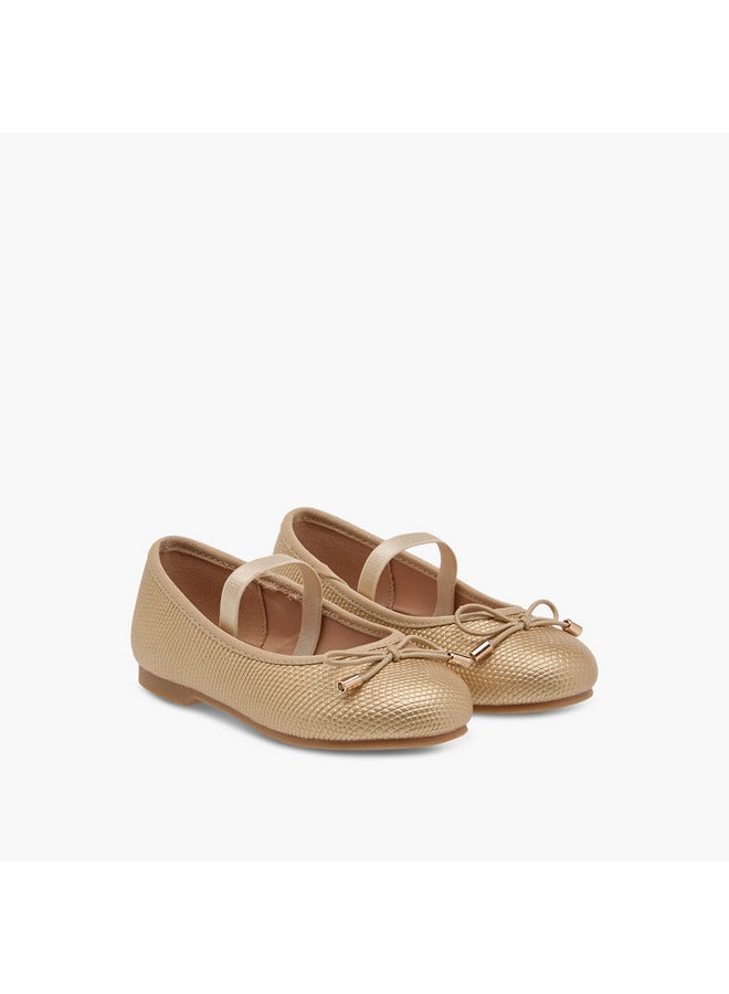 JUNIORS Girls Bow Accent Ballerina Shoes with Elasticated Strap - Image 3