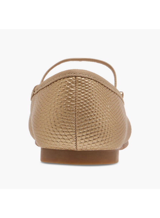 JUNIORS Girls Bow Accent Ballerina Shoes with Elasticated Strap - Image 5