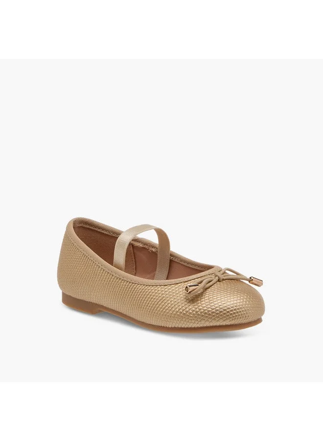 JUNIORS Girls Bow Accent Ballerina Shoes with Elasticated Strap