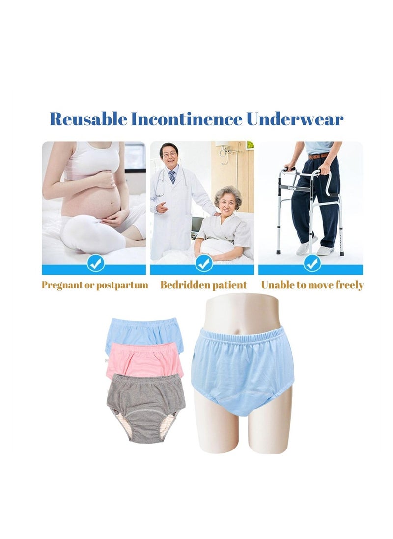 SYOSI Incontinence Underwear for Men & Women, TPU Leakage-Proof Adult Cloth Diaper Nappy with Inserts, Reusable & Washable Absorbent Urinary Briefs for The Elderly, Disabled, Postpartum (L, Grey)  - Image 2