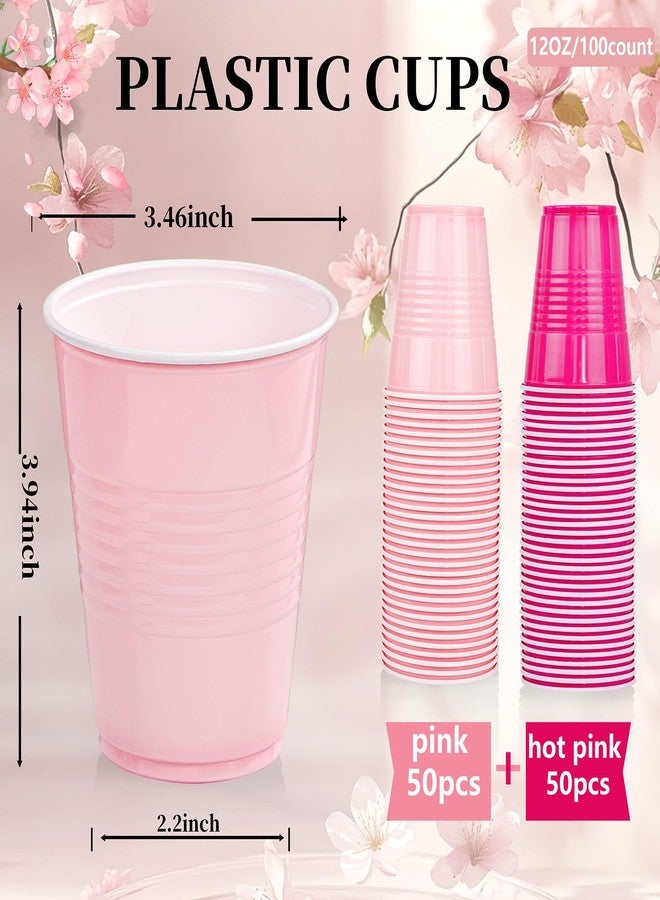 WELLIFE 12 OZ Pink Party Cups - 100 Pack Dual-Pink Cups,Ideal for Spring Gathering Mother's Day Birthday Parties,Girl's Party Princess-Themed Gatherings, Bachelorette Parties - Image 4