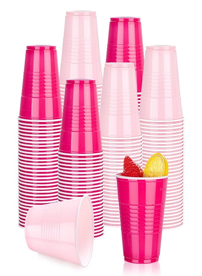 WELLIFE 12 OZ Pink Party Cups - 100 Pack Dual-Pink Cups,Ideal for Spring Gathering Mother's Day Birthday Parties,Girl's Party Princess-Themed Gatherings, Bachelorette Parties - Image 1