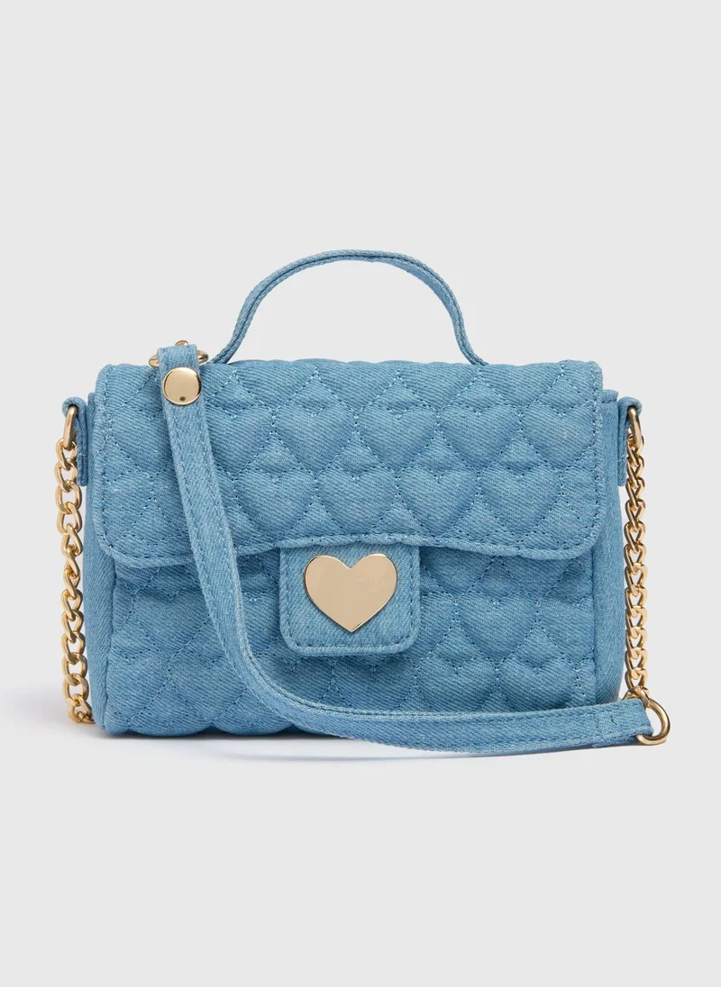Matalan Girls Blue Quilted Crossbody Bag