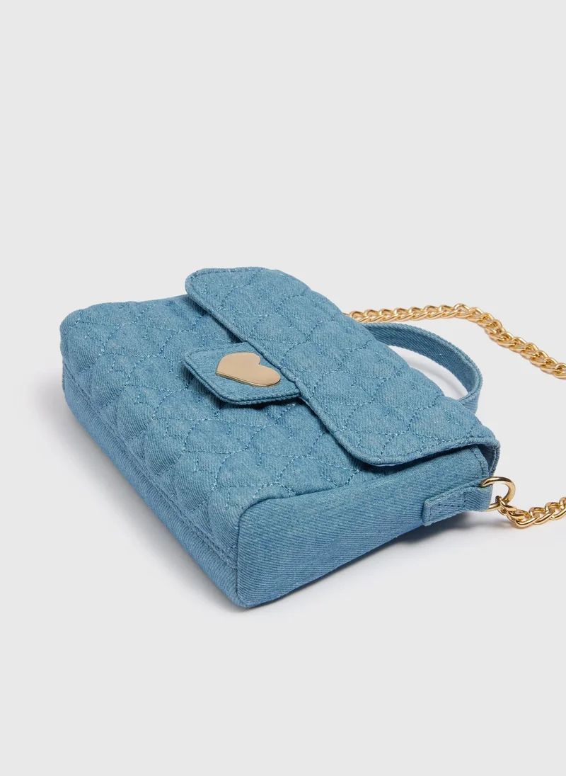 Matalan Girls Blue Quilted Crossbody Bag
