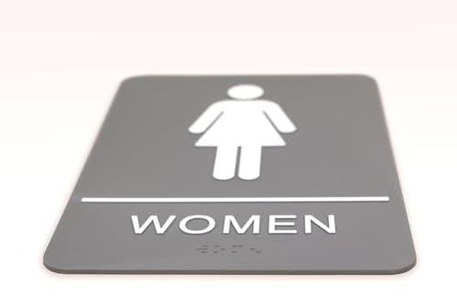 Headline Sign 5217 Women's Restroom ADA Sign with Grade 2 Braille and Tactile Graphics, 6" x 9", Gray/White, Made in USA - Image 2