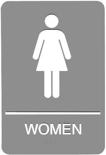 Headline Sign 5217 Women's Restroom ADA Sign with Grade 2 Braille and Tactile Graphics, 6" x 9", Gray/White, Made in USA - Image 1