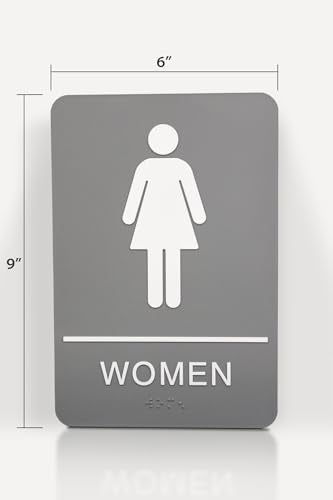 Headline Sign 5217 Women's Restroom ADA Sign with Grade 2 Braille and Tactile Graphics, 6" x 9", Gray/White, Made in USA - Image 4