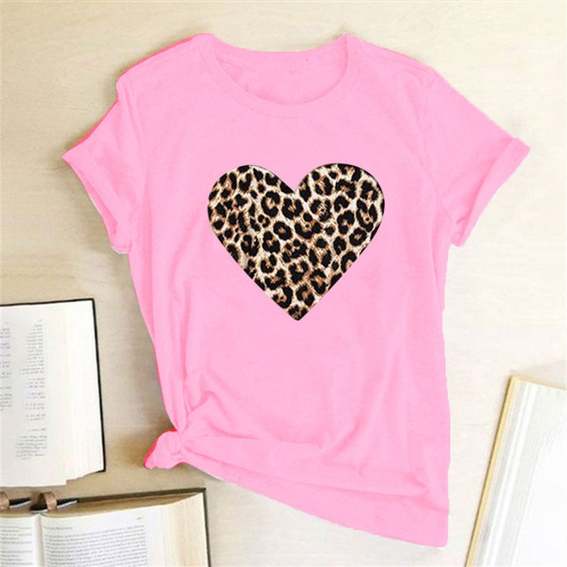 Wish Independent Station Leopard Love Print Short Sleeve T-Shirt - Image 1