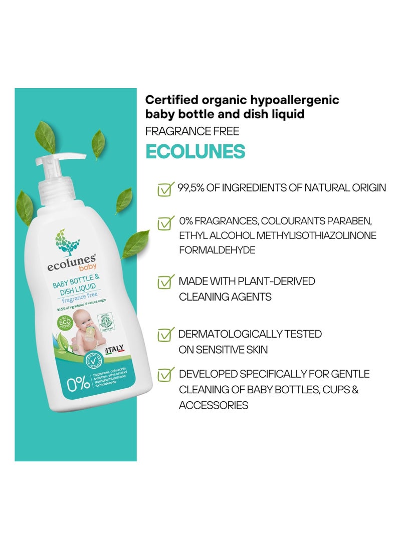 Ecolunes - Ecolons Hypoallergenic Baby Bottle Liquid 500ml Best Baby Bottle Cleaner for Cleaning Baby Bottles, Nipples and Accessories Fragrance Free Baby Bottle and Dishwashing Pump Parts - Image 1