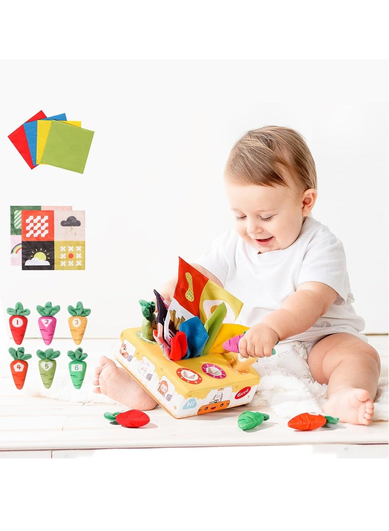 YelaJoy Montessori Baby Tissue Box Toy for 6-12 Months – Sensory Busy Board Toy for Toddlers, Stacking Toys with Scarves, Crinkle Paper – Gifts for 1 Year Old Boys Girls - Image 1
