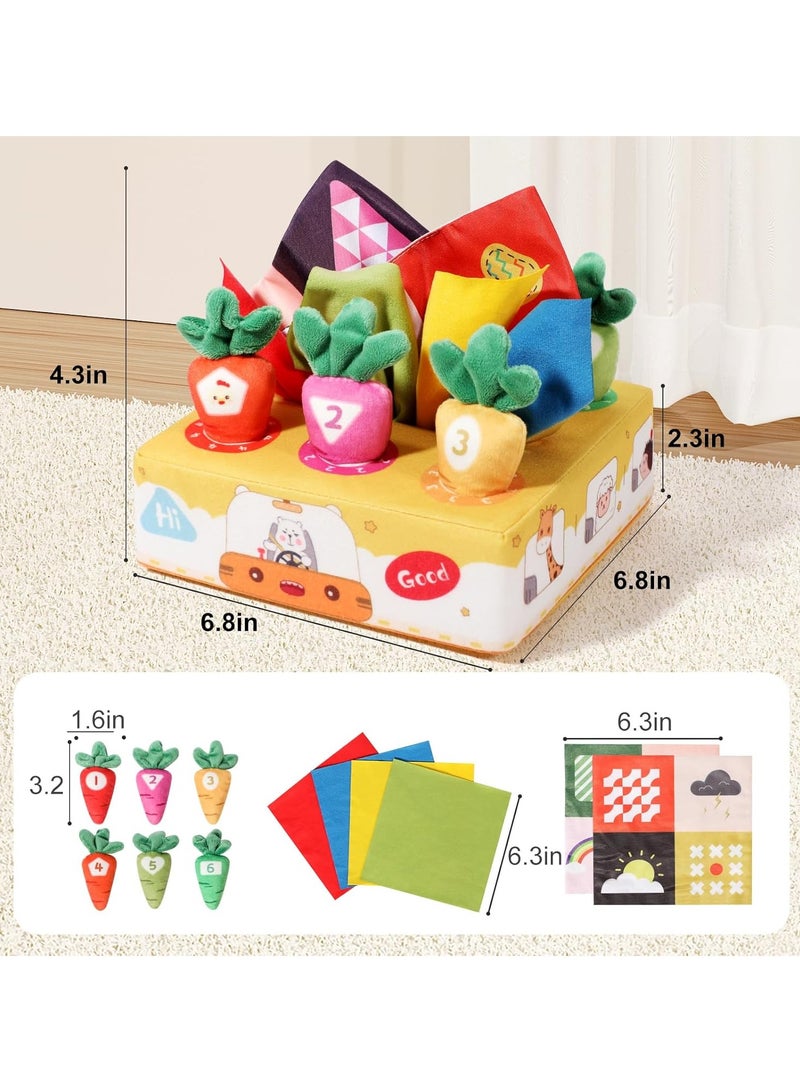 YelaJoy Montessori Baby Tissue Box Toy for 6-12 Months – Sensory Busy Board Toy for Toddlers, Stacking Toys with Scarves, Crinkle Paper – Gifts for 1 Year Old Boys Girls - Image 5