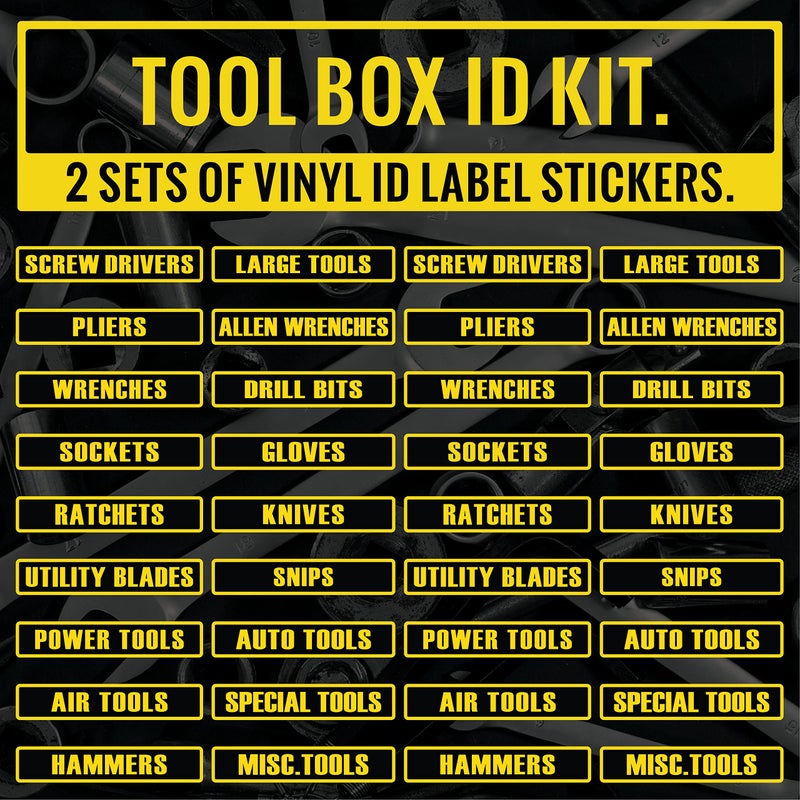VALIANT COLLECTIONS â€“ Tool Box Kit Stickersâ€“Vinyl Decal for Car and Van Labâ€“Indoor & Outdoor use for Long Lastingâ€“Tool Box Waterproof Sticker for Machine Organizerâ€“Removable Sticker for Mirrorâ€“VC 417 - Image 1
