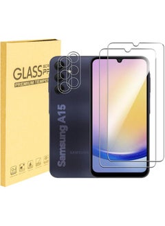 Glass 2 Pack Samsung Galaxy A15 5G Screen Protector + 2 Pack Clear Camera Lens Protector, 9H Hardness, Upgraded HD Tempered Glass, Touch Sensitive, Bubble Free, Case Friendly (Boxed, 2+2 Pack)  - Image 1
