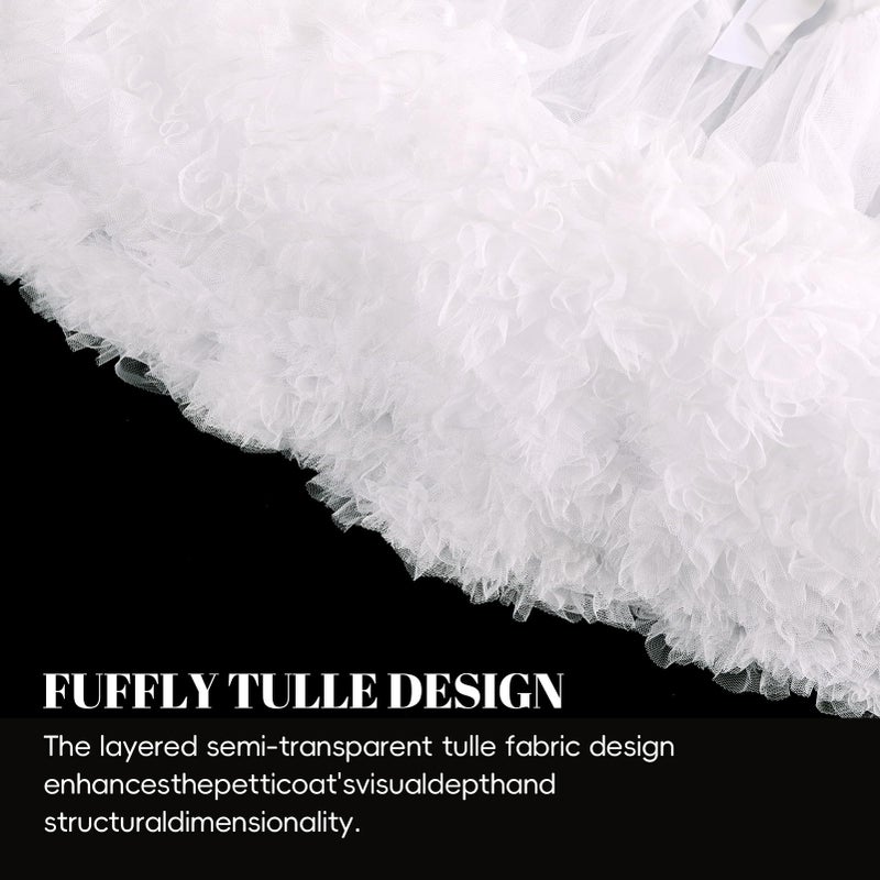 iHUFeather Womens Petticoat Tutu Skirt 3-Layered Pleated Tulle Underskirt Puffy Ballet Party Skirt (White) - Image 4