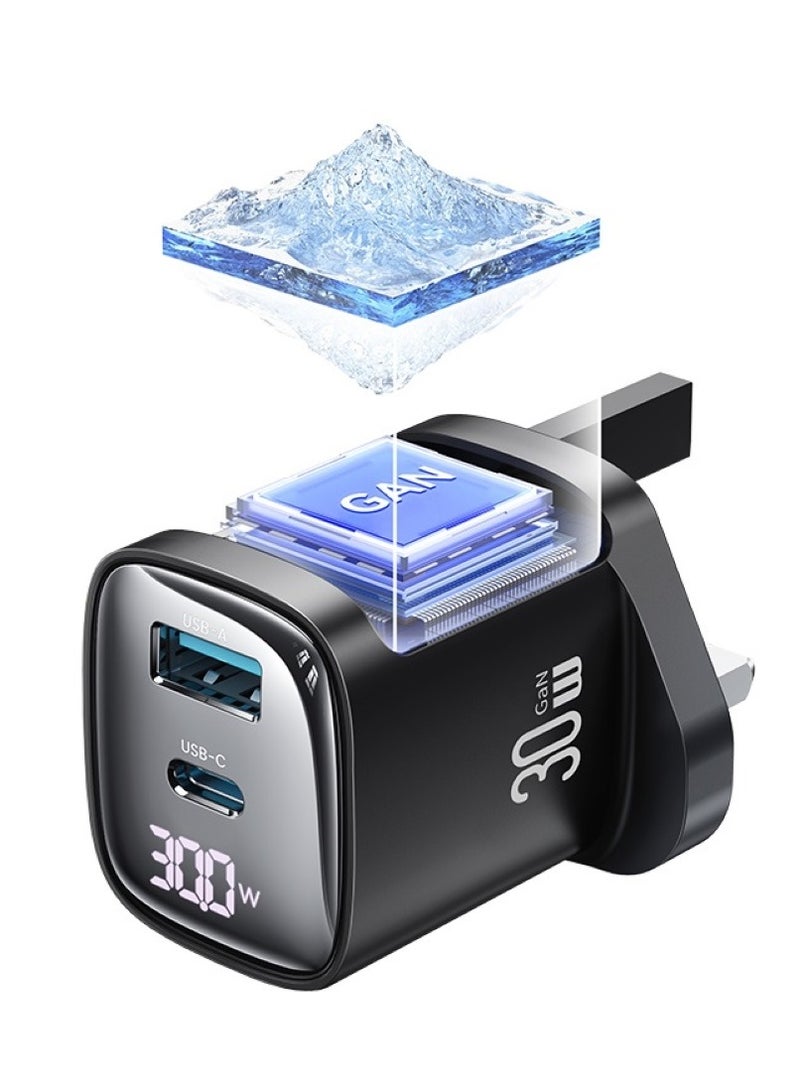 أوسامس شاحن سريع ثنائي المنافذ بقدرة 30 وات (المملكة المتحدة) - تصميم مطلي بالكهرباء مع شاشة رقمية - Image 3