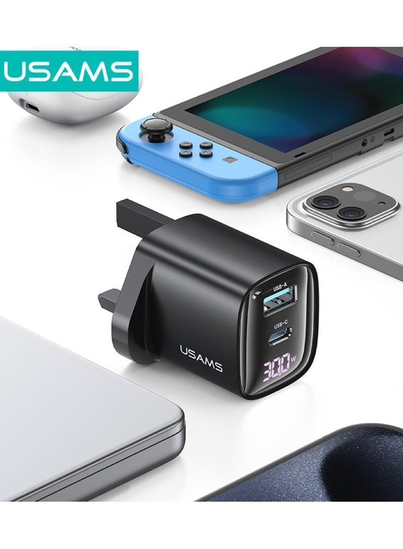 أوسامس شاحن سريع ثنائي المنافذ بقدرة 30 وات (المملكة المتحدة) - تصميم مطلي بالكهرباء مع شاشة رقمية - Image 4