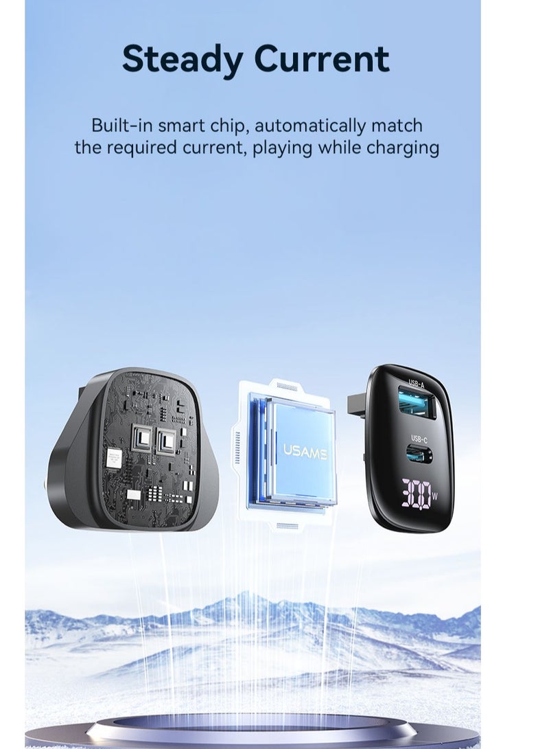 أوسامس شاحن سريع ثنائي المنافذ بقدرة 30 وات (المملكة المتحدة) - تصميم مطلي بالكهرباء مع شاشة رقمية - Image 5