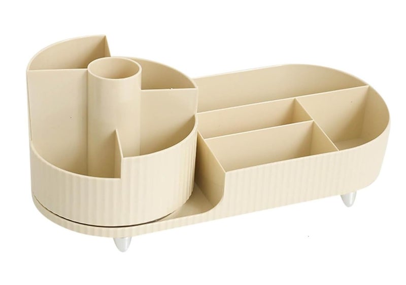 HOME CUBE Rotating Makeup Organizer for Vanity, 360° Rotating Bathroom Organizer, Cosmetic Toiletries Perfume Storage Organizer for Dressing Table Countertop Bedroom Bathroom Makeup Room (Ivory) - Image 1