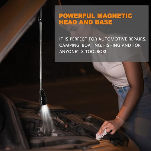 Jishi Gifts for Men, Stocking Stuffers for Men, Magnetic Pickup Tool White Elephant Gifts for Adults, Christmas Dad Gifts for Dad Him Husband Birthday, Telescoping Magnet w/LED Flashlight Cool Stuff Gadgets - Image 4