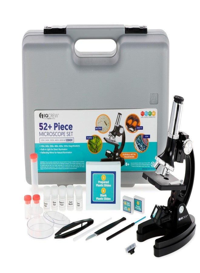 AmScope M30 Series 52-Piece STEM Microscope Kit for Kids - Monocular, Portable Compound Microscope for Kids - Includes Petri Dish, Slides & More - Black - Image 1