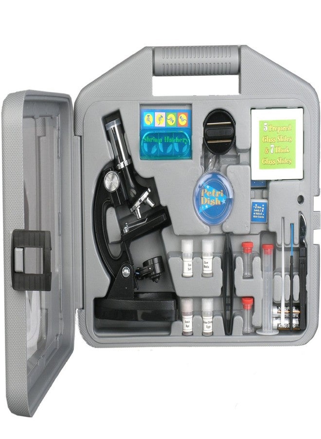 AmScope M30 Series 52-Piece STEM Microscope Kit for Kids - Monocular, Portable Compound Microscope for Kids - Includes Petri Dish, Slides & More - Black - Image 2