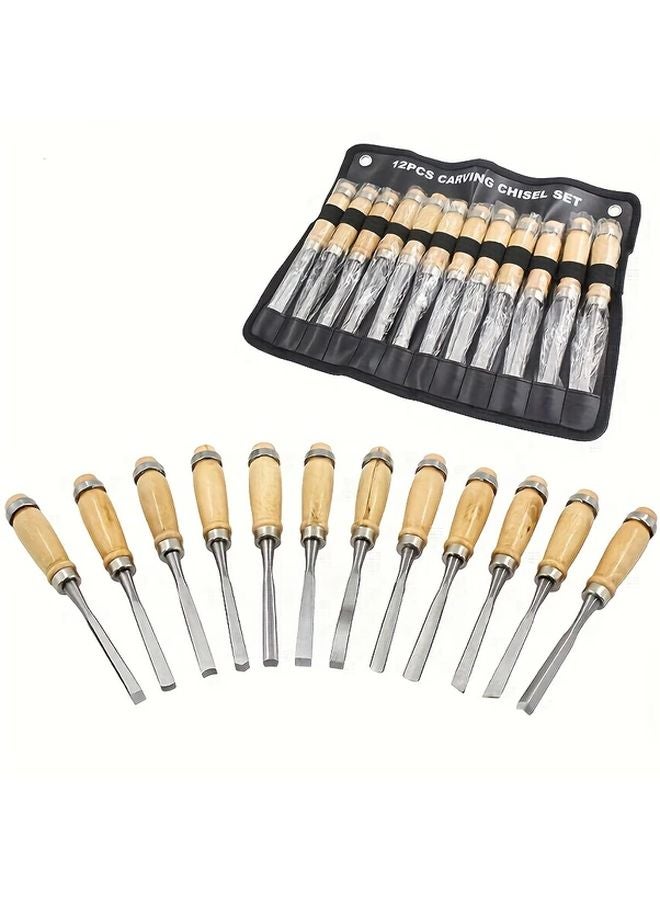 12 Pcs Wood Carving Tools Set Professional Woodworking Kit With Black Case - Image 3