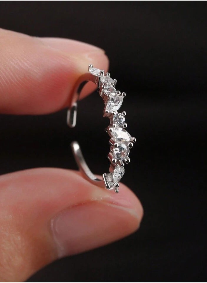 925 Sterling Silver Charms - Luxurious And Delicate Silver Ring Made With High Quality And Precision From 925 Sterling Silver Studded With Small Crystal Stones To Give A Wonderful Look To The Princess Who Deserves It - Image 1