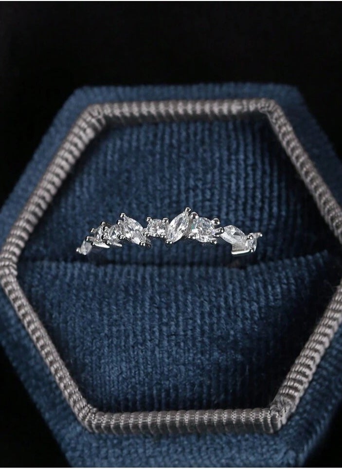 925 Sterling Silver Charms - Luxurious And Delicate Silver Ring Made With High Quality And Precision From 925 Sterling Silver Studded With Small Crystal Stones To Give A Wonderful Look To The Princess Who Deserves It - Image 1