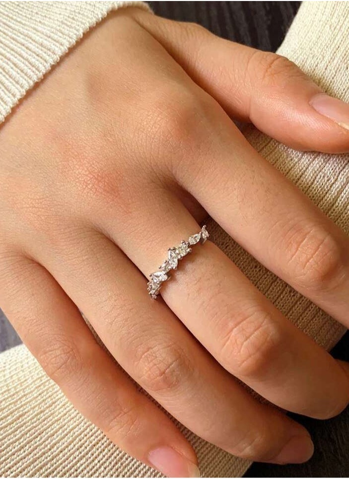 925 Sterling Silver Charms - Luxurious And Delicate Silver Ring Made With High Quality And Precision From 925 Sterling Silver Studded With Small Crystal Stones To Give A Wonderful Look To The Princess Who Deserves It - Image 1