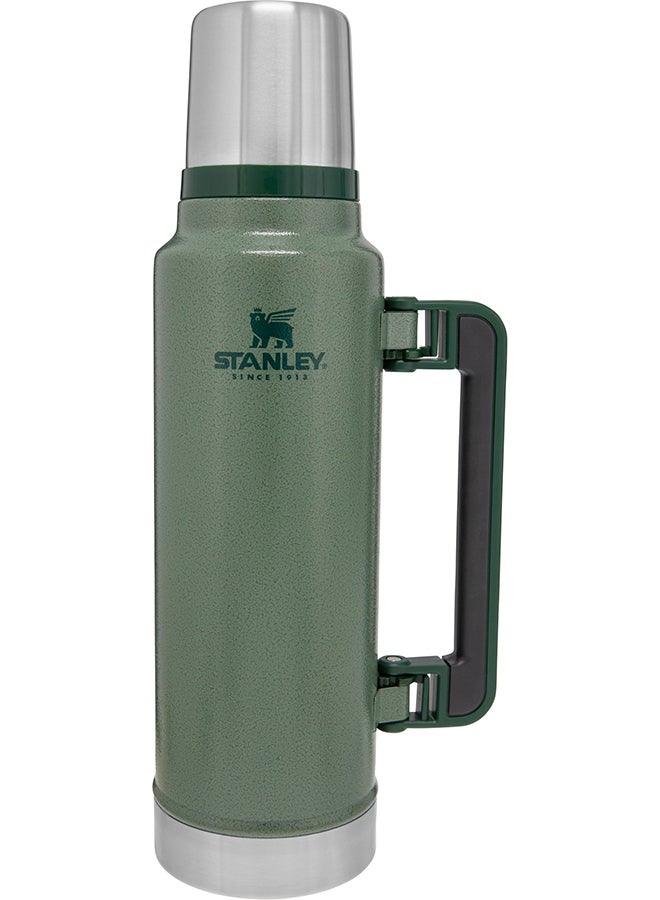 Classic Legendary Bottle 1.4L / 1.5QT Hammertone Green – BPA FREE Stainless Steel Thermos | Hot for 40 Hours | Leakproof Lid Doubles as Cup | Dishwasher Safe | Lifetime Warranty
