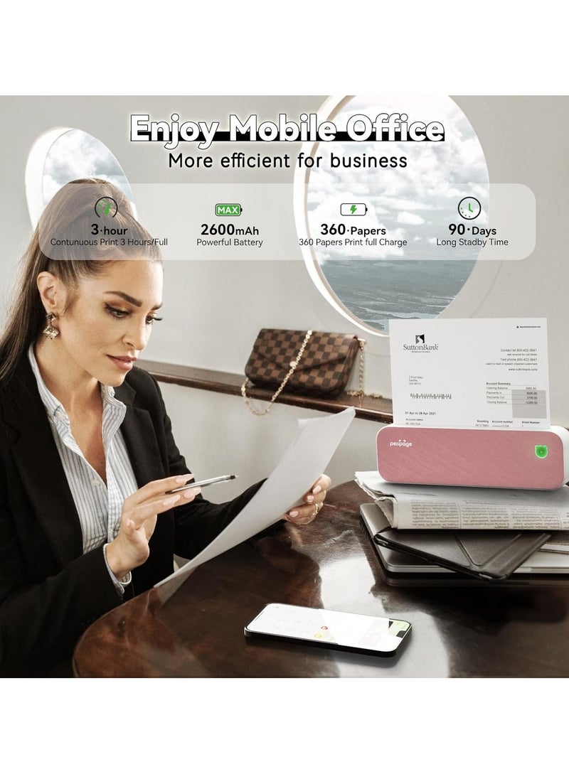 PeriPage - PeriPage A40 Thermal Portable A4 Printer, Wireless Inkless Bluetooth Mobile Travel Printer, Compatible with Android and iOS, Prints Documents - Image 1