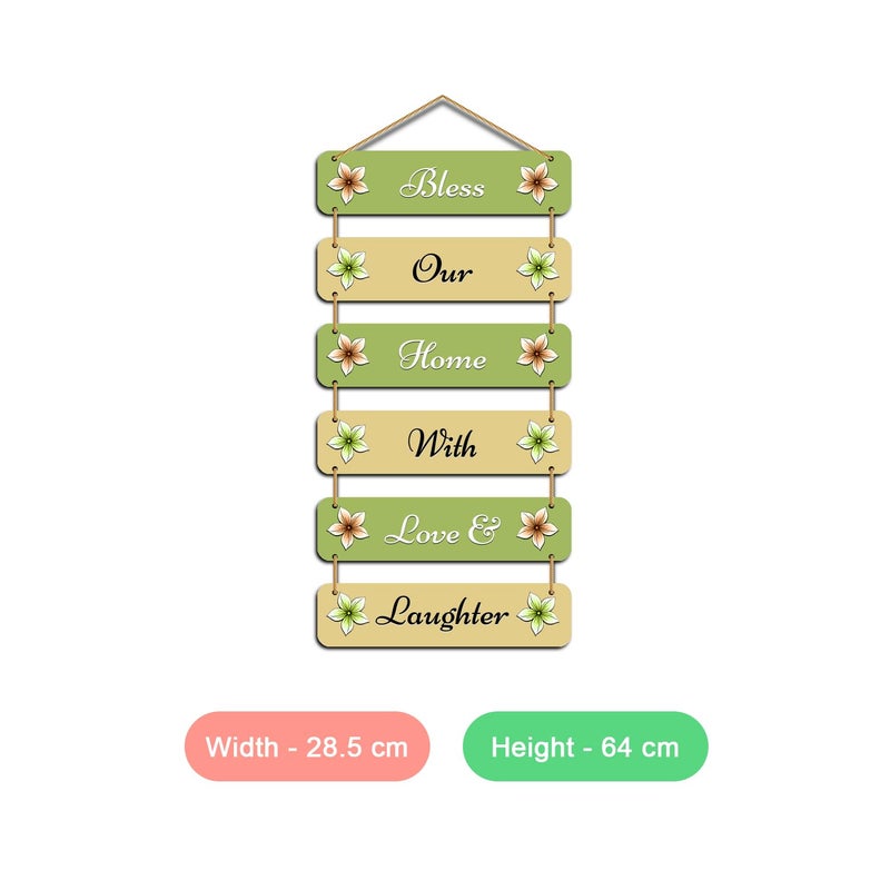 Kaameri Bazaar “Bless Our Home with Love & Laughter” Wall Hanging – Rustic Quote Art for Living Room, Entryway & Family Wall Decor - Image 2