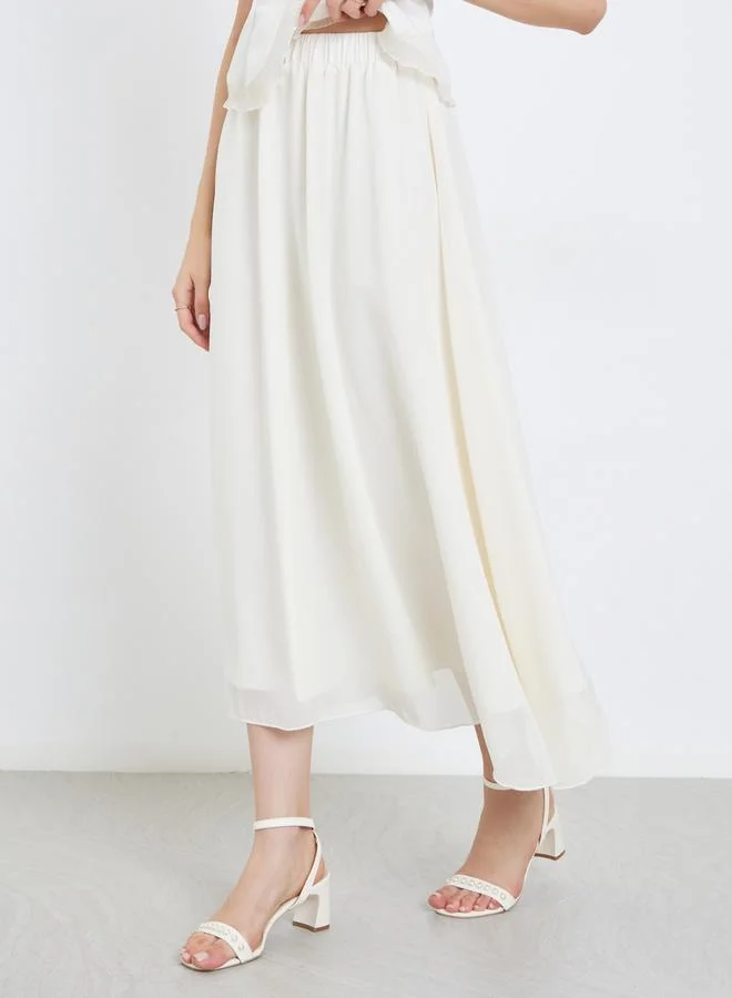 تايك تو Take Two Women Ruffled Blouse and Maxi Skirt Co-Ords