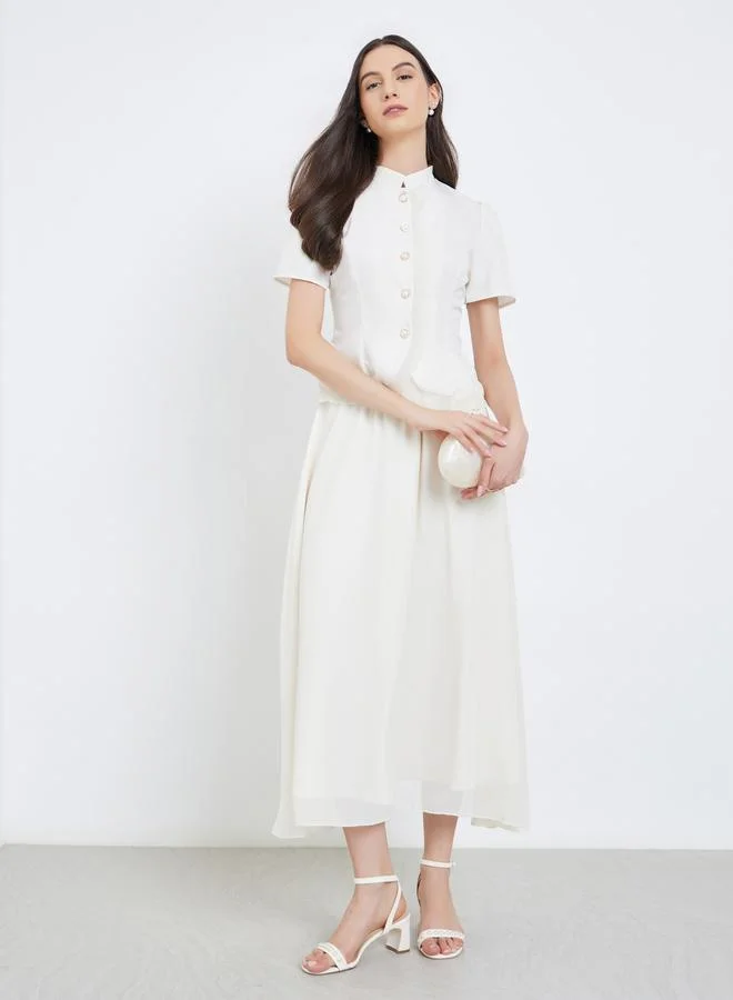 تايك تو Take Two Women Ruffled Blouse and Maxi Skirt Co-Ords