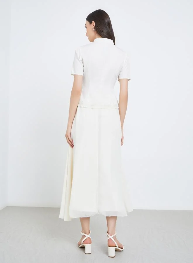تايك تو Take Two Women Ruffled Blouse and Maxi Skirt Co-Ords