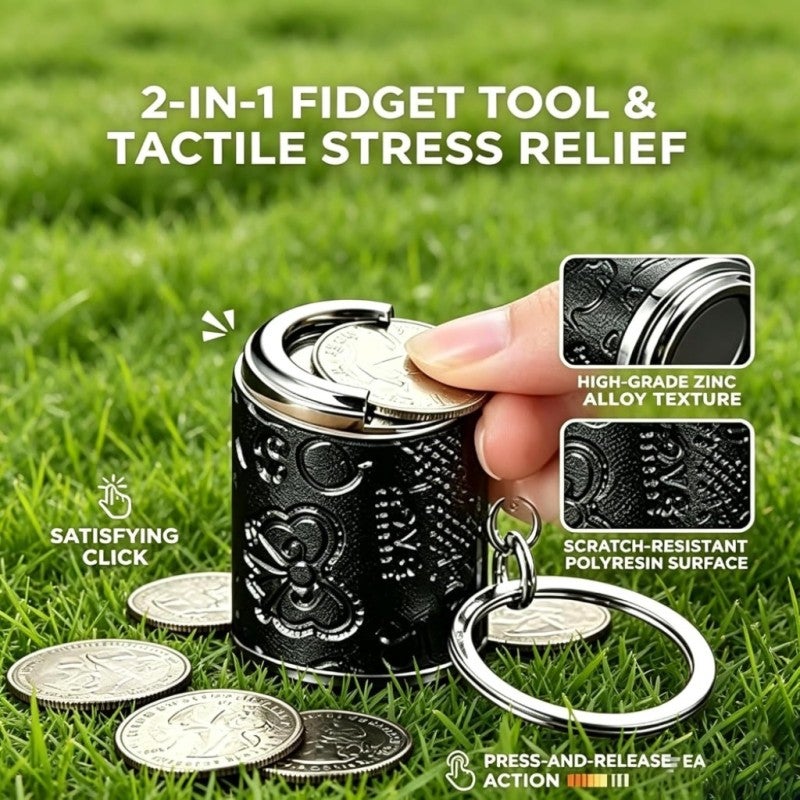 Coin Holder Keychain 2-In-1 Compact Coin Storage Durable Zinc Alloy - Secure Spring-Loaded Snap Closure Keychain Change Holder for Parking Meters - Image 5