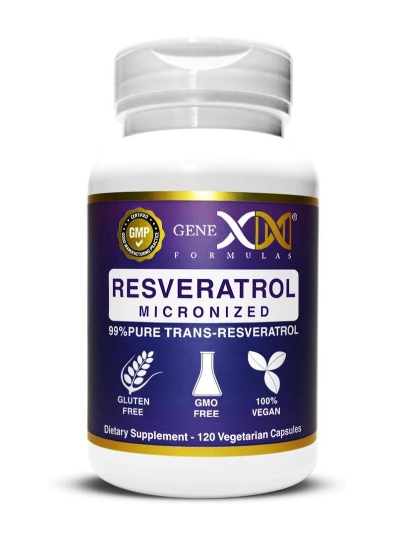 Genex Formulas Trans Resveratrol 1000mg Serving 99% Pure Micronized 120 Capsules - Image 1