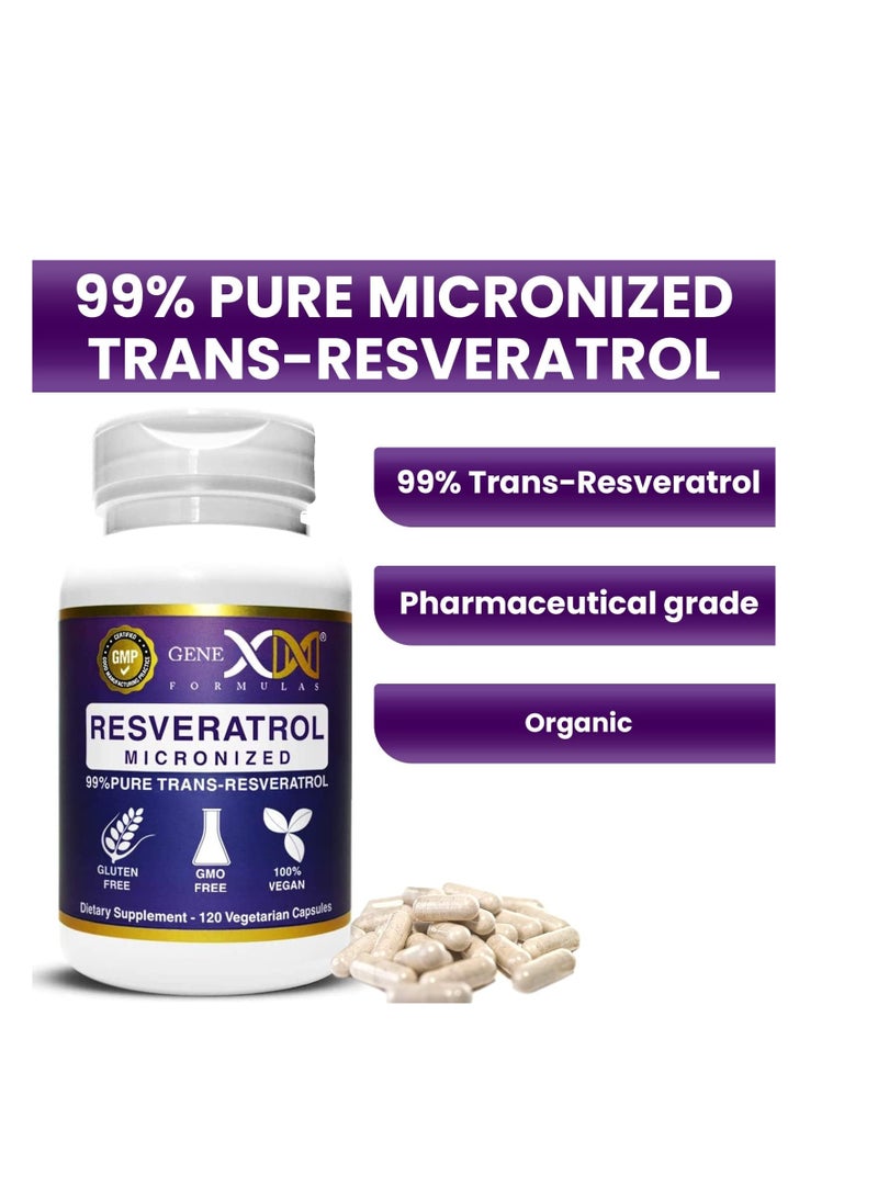 Genex Formulas Trans Resveratrol 1000mg Serving 99% Pure Micronized 120 Capsules - Image 3