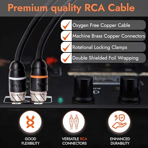 Elite Audio Premium Series 1.5ft. 2-Channel Car Audio RCA Short Cable – Double Shielded, Oxygen Free Copper, Noise Reducing Audio Cable for Amplifiers, Subwoofers, Speakers, Processors – PRM1.5 - Image 4