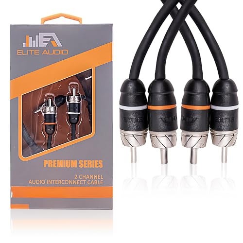 Elite Audio Premium Series 1.5ft. 2-Channel Car Audio RCA Short Cable – Double Shielded, Oxygen Free Copper, Noise Reducing Audio Cable for Amplifiers, Subwoofers, Speakers, Processors – PRM1.5 - Image 1