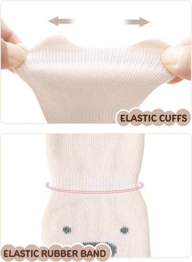 Yanwenx Baby Non Slip Socks Toddler Non-Skid Ankle Socks with Grips Anti-Slip Crew Cotton Socks for Infants Toddlers Girls Boys 4 Pairs_12-24 Months - Image 5