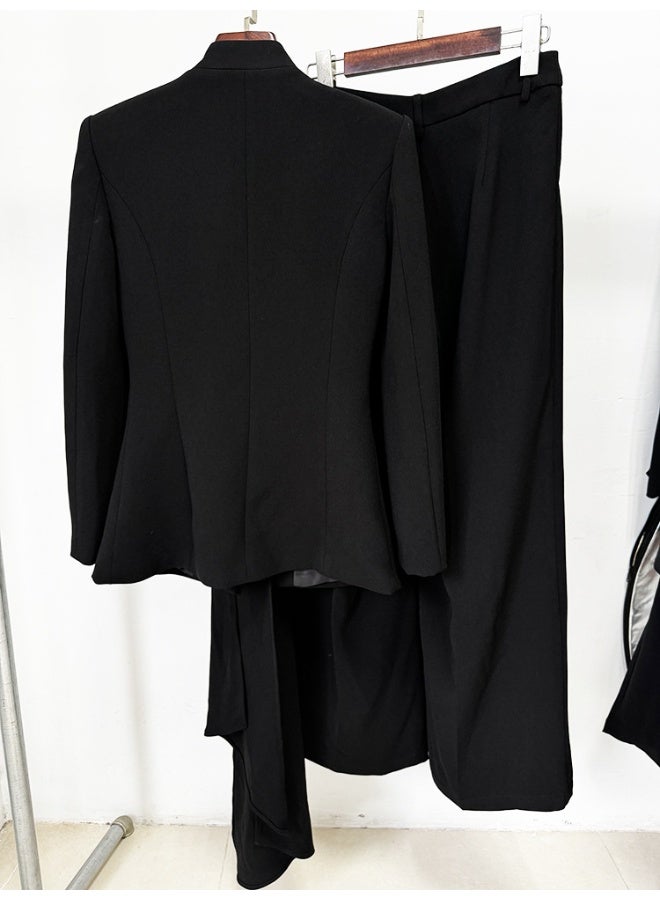 Madam Uniq New Pleated Collar Blazer and Straight-leg Pants Set - Two-piece Ensemble - Image 4