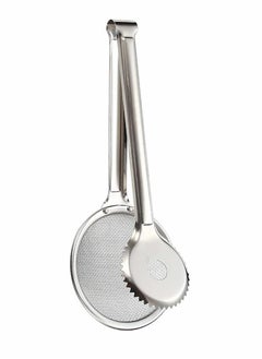 KASTWAVE 2 in 1 Stainless Steel Fine Mesh Strainer Oil Frying Filter Spoon Colander Clips Multi functional Kitchen Frying Accessories for Fried Food Salad BBQ 2 Pack  - Image 2