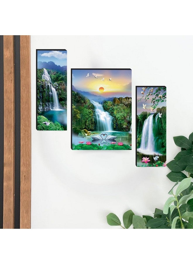Masstone لوحة بانيل MDF لشلال ماسستون | مشهد طبيعي لغرفة المعيشة | منظر جدار لغرفة النوم، المكتب، عناصر ديكور المنزل | لوحة شلال بحيرة فاستو | الحجم: 12 x 18 بوصة | مجموعة من 3 - Image 5