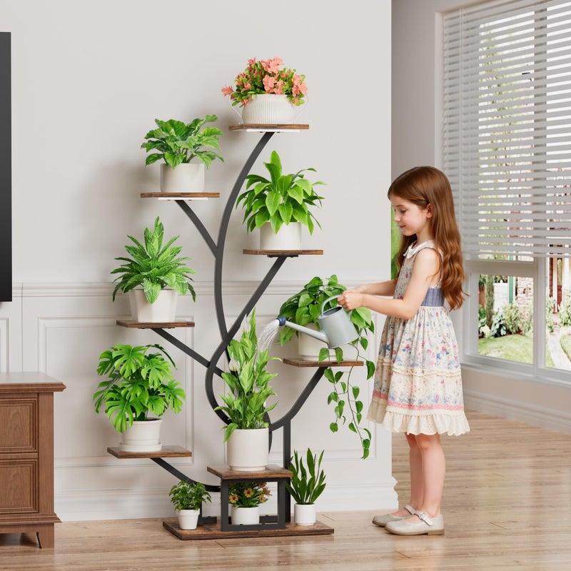 EVAWOO Plant Stand Indoor with Grow Lights - 8 Tiered Corner Plant Shelf Indoor, 50" Tall Lighted Plant Stand for Indoor Multiple Plants, Flower Stands Display Rack Holder for House, Patio, Black - Image 4