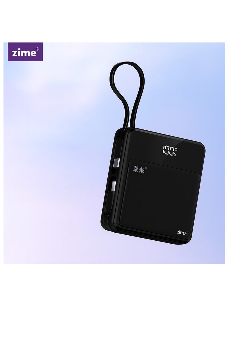 zime زين E51 باور بانك، شاحن محمول سريع الشحن بقوة 22.5 واط مع موصل مدمج وكابل USB-C، 1USB-C، 1USB-L، بطارية بسعة 10,000 مللي أمبير لهواتف آيفون 16/15/14/13، سامسونج، هواوي - Image 1
