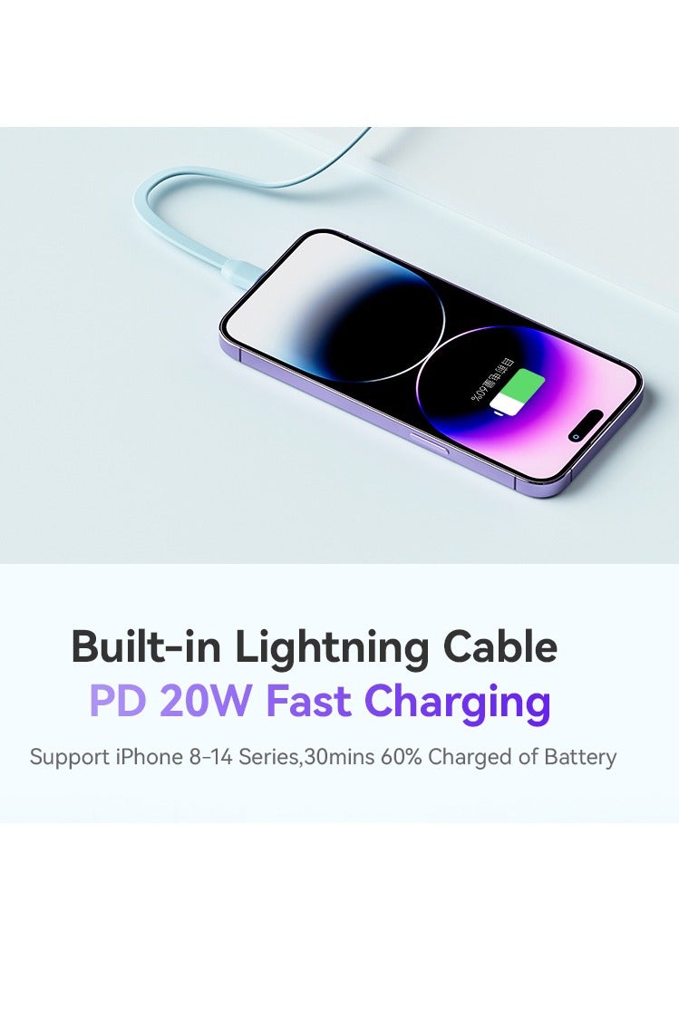 zime زين E51 باور بانك، شاحن محمول سريع الشحن بقوة 22.5 واط مع موصل مدمج وكابل USB-C، 1USB-C، 1USB-L، بطارية بسعة 10,000 مللي أمبير لهواتف آيفون 16/15/14/13، سامسونج، هواوي - Image 2