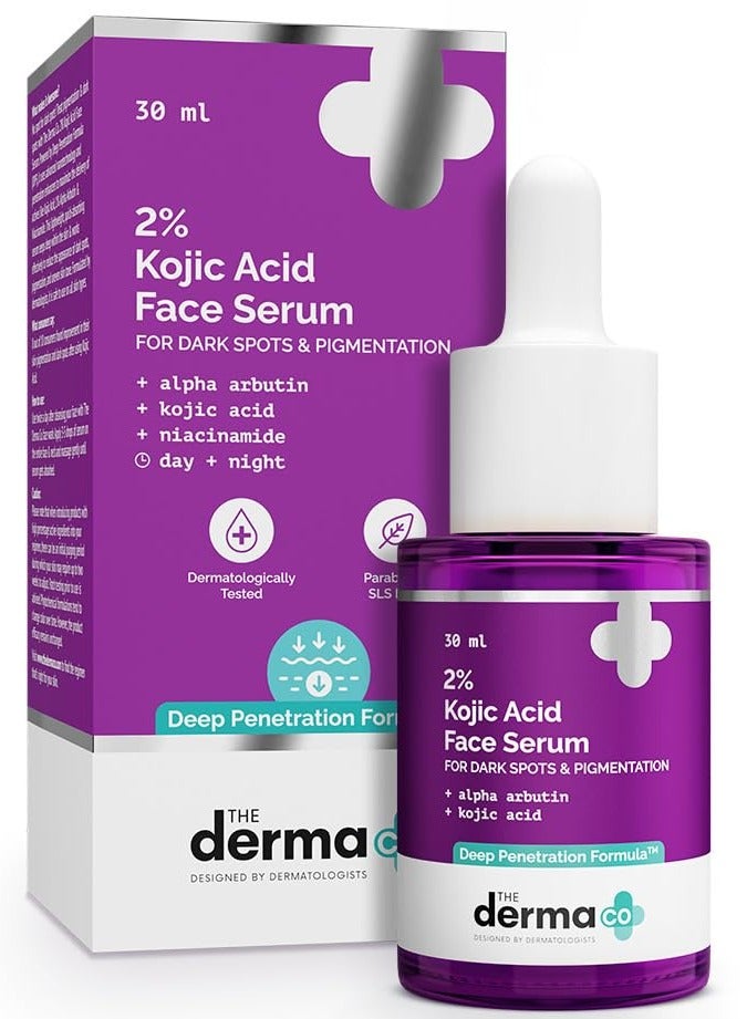 THE derma Co 2% Kojic Acid Face Serum With 1% Alpha Arbutin & Niacinamide For Dark Spots & Pigmentation 30ml - Image 1