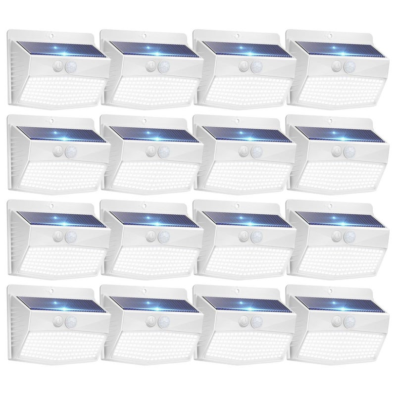 Peasur 16 Packs Solar Outdoor Lights Motion Sensor Solar Security Lights Waterproof with 3 Lighting Modes Solar Powered Wall Lights Outside for Garden Fence Yard Deck White